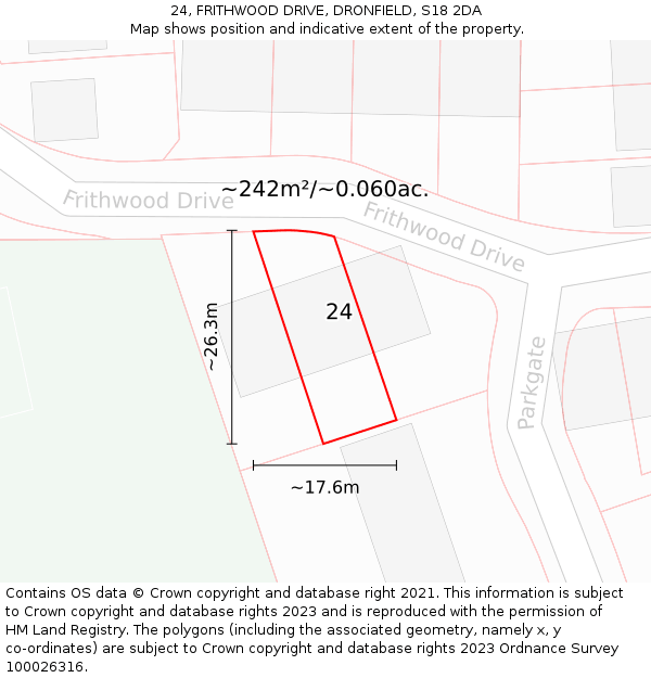 24, FRITHWOOD DRIVE, DRONFIELD, S18 2DA: Plot and title map