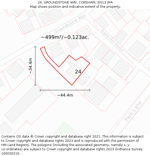 24, GROUNDSTONE WAY, CORSHAM, SN13 0FA: Plot and title map