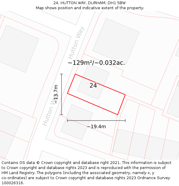 24, HUTTON WAY, DURHAM, DH1 5BW: Plot and title map
