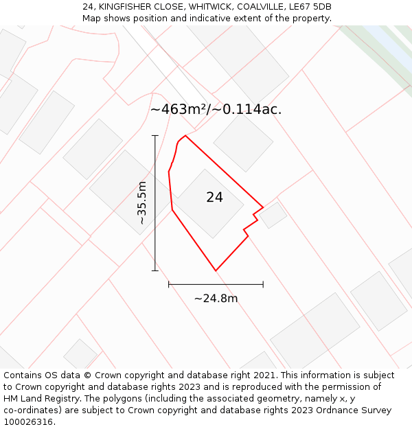 24, KINGFISHER CLOSE, WHITWICK, COALVILLE, LE67 5DB: Plot and title map