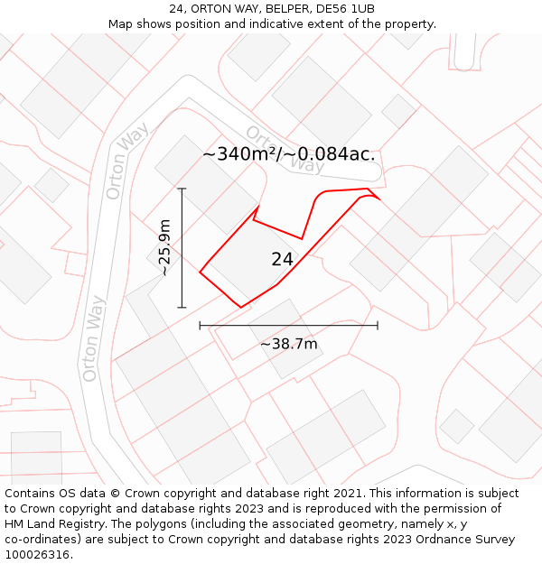 24, ORTON WAY, BELPER, DE56 1UB: Plot and title map