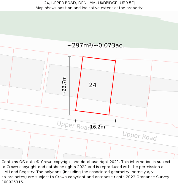 24, UPPER ROAD, DENHAM, UXBRIDGE, UB9 5EJ: Plot and title map
