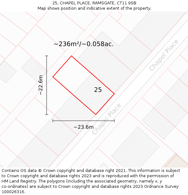 25, CHAPEL PLACE, RAMSGATE, CT11 9SB: Plot and title map
