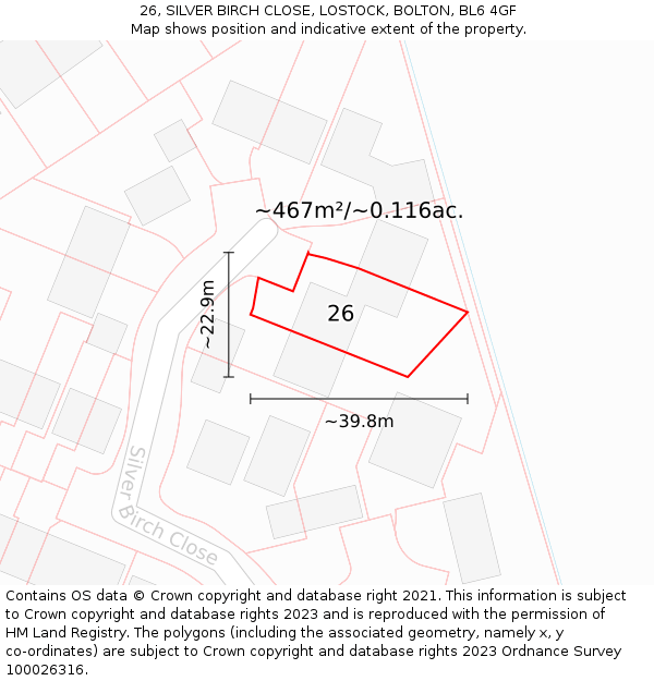 26, SILVER BIRCH CLOSE, LOSTOCK, BOLTON, BL6 4GF: Plot and title map