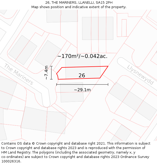 26, THE MARINERS, LLANELLI, SA15 2PH: Plot and title map