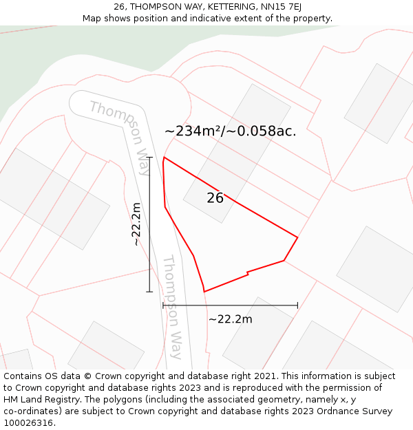 26, THOMPSON WAY, KETTERING, NN15 7EJ: Plot and title map