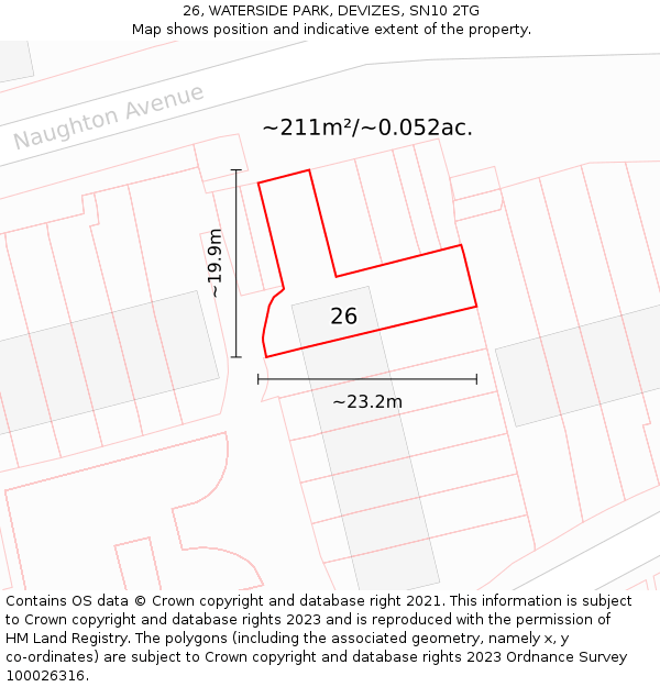 26, WATERSIDE PARK, DEVIZES, SN10 2TG: Plot and title map