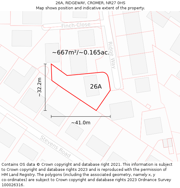 26A, RIDGEWAY, CROMER, NR27 0HS: Plot and title map