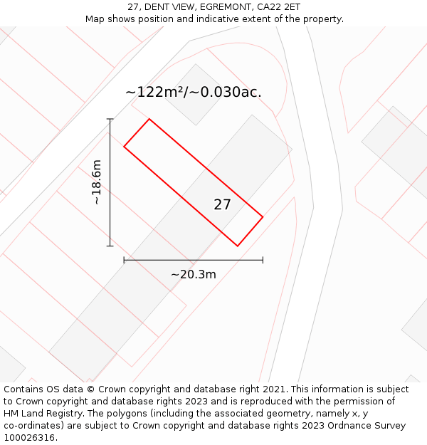 27, DENT VIEW, EGREMONT, CA22 2ET: Plot and title map