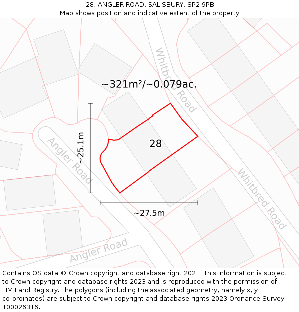 28, ANGLER ROAD, SALISBURY, SP2 9PB: Plot and title map