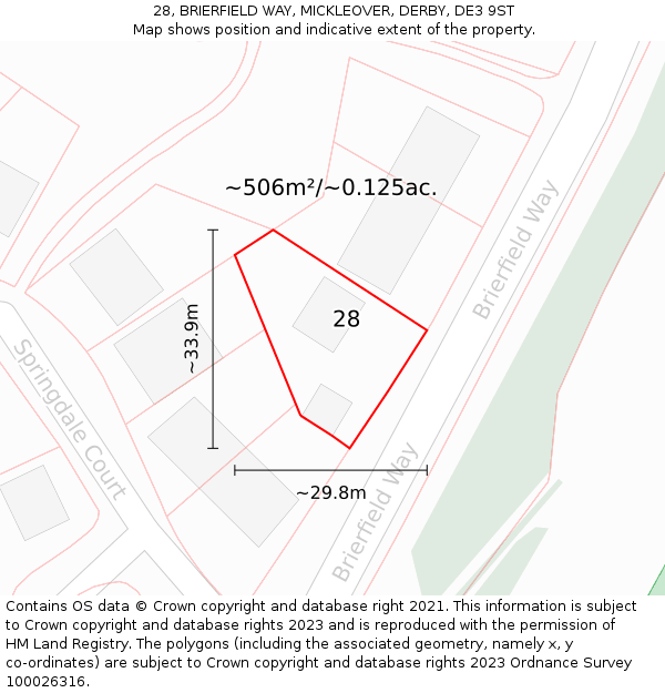 28, BRIERFIELD WAY, MICKLEOVER, DERBY, DE3 9ST: Plot and title map