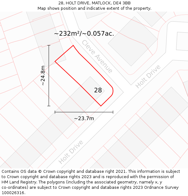 28, HOLT DRIVE, MATLOCK, DE4 3BB: Plot and title map