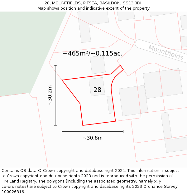 28, MOUNTFIELDS, PITSEA, BASILDON, SS13 3DH: Plot and title map