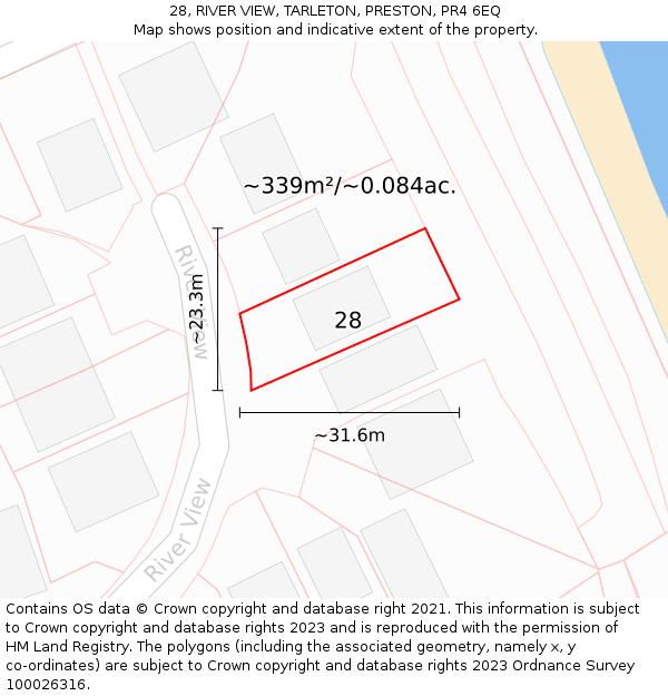 28, RIVER VIEW, TARLETON, PRESTON, PR4 6EQ: Plot and title map