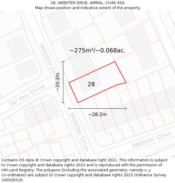 28, WEBSTER DRIVE, WIRRAL, CH49 4SA: Plot and title map