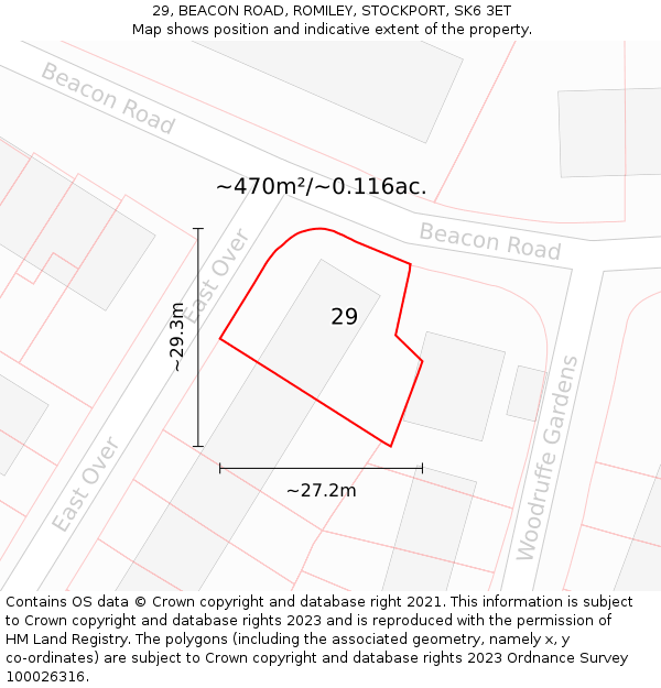 29, BEACON ROAD, ROMILEY, STOCKPORT, SK6 3ET: Plot and title map