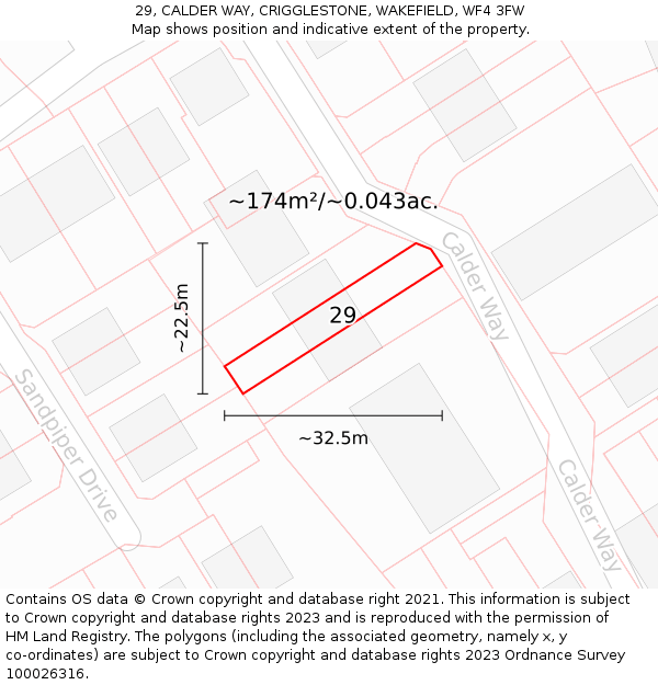 29, CALDER WAY, CRIGGLESTONE, WAKEFIELD, WF4 3FW: Plot and title map