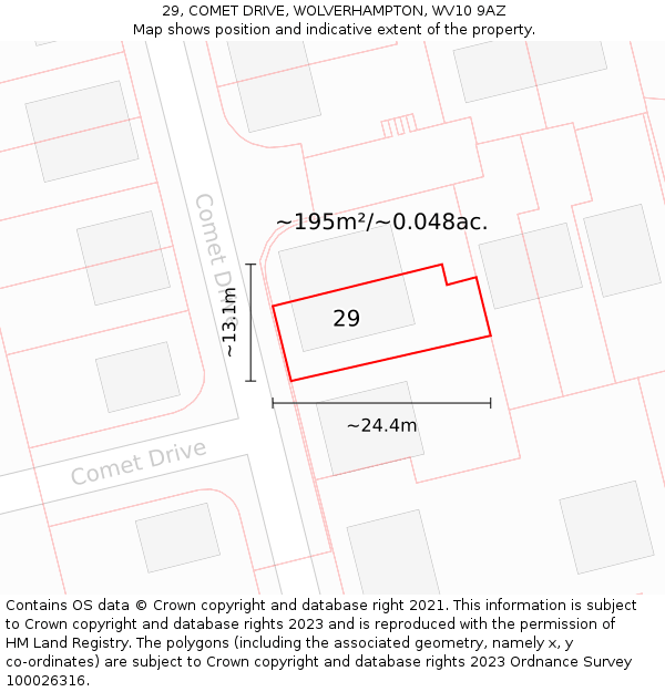 29, COMET DRIVE, WOLVERHAMPTON, WV10 9AZ: Plot and title map