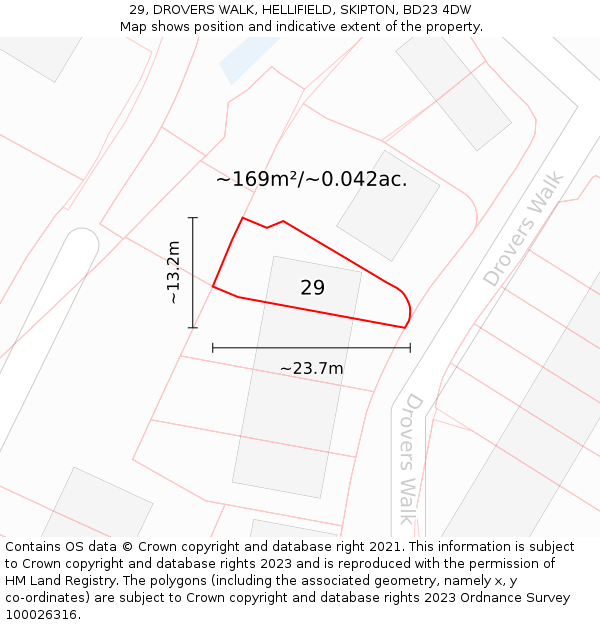 29, DROVERS WALK, HELLIFIELD, SKIPTON, BD23 4DW: Plot and title map