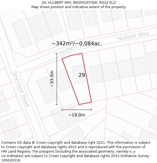 29, HULBERT WAY, BASINGSTOKE, RG22 6LZ: Plot and title map