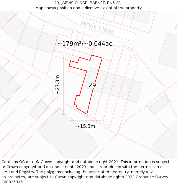 29, JARVIS CLOSE, BARNET, EN5 2RH: Plot and title map