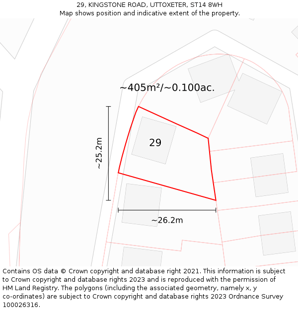 29, KINGSTONE ROAD, UTTOXETER, ST14 8WH: Plot and title map
