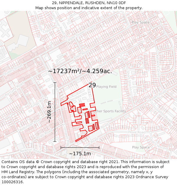 29, NIPPENDALE, RUSHDEN, NN10 0DF: Plot and title map
