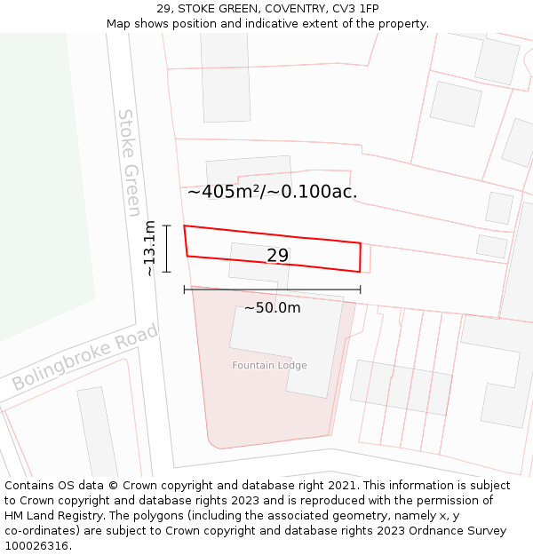 29, STOKE GREEN, COVENTRY, CV3 1FP: Plot and title map