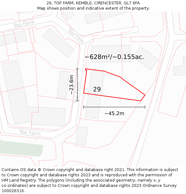 29, TOP FARM, KEMBLE, CIRENCESTER, GL7 6FA: Plot and title map