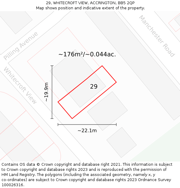 29, WHITECROFT VIEW, ACCRINGTON, BB5 2QP: Plot and title map