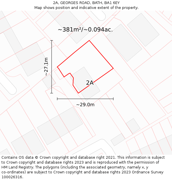 2A, GEORGES ROAD, BATH, BA1 6EY: Plot and title map