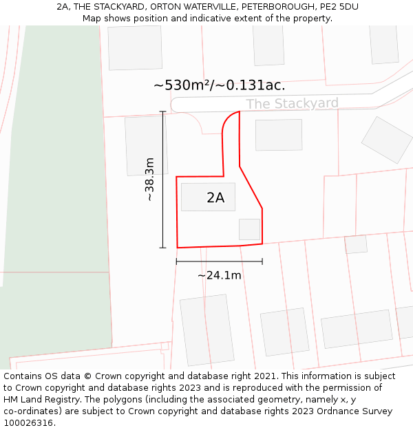 2A, THE STACKYARD, ORTON WATERVILLE, PETERBOROUGH, PE2 5DU: Plot and title map