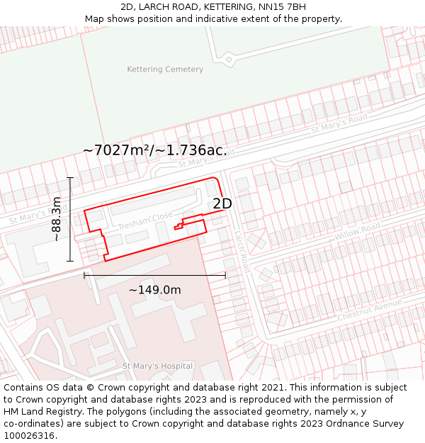 2D, LARCH ROAD, KETTERING, NN15 7BH: Plot and title map