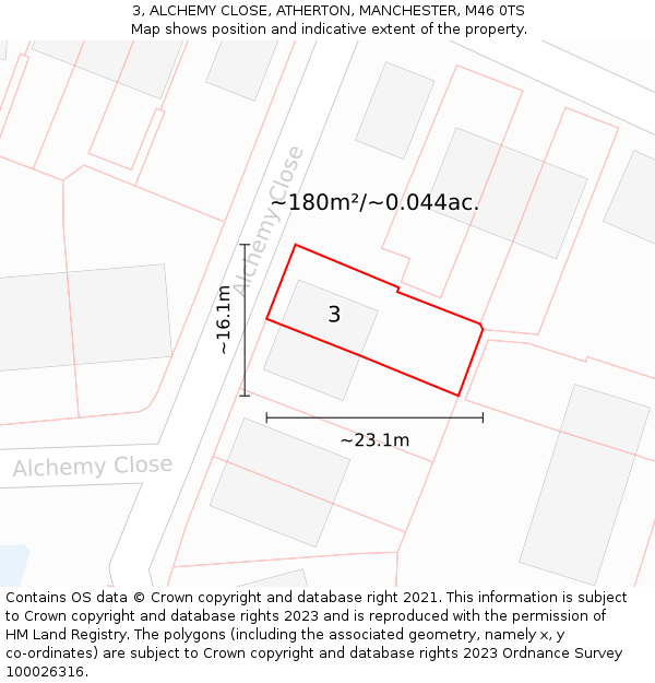 3, ALCHEMY CLOSE, ATHERTON, MANCHESTER, M46 0TS: Plot and title map