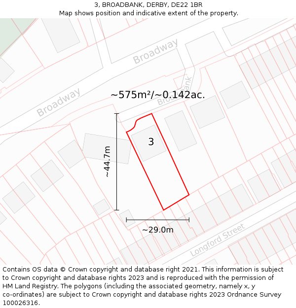 3, BROADBANK, DERBY, DE22 1BR: Plot and title map