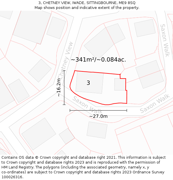 3, CHETNEY VIEW, IWADE, SITTINGBOURNE, ME9 8SQ: Plot and title map