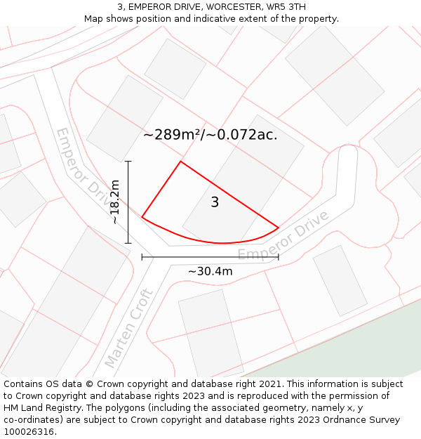 3, EMPEROR DRIVE, WORCESTER, WR5 3TH: Plot and title map