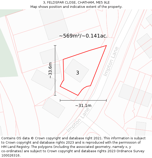 3, FELDSPAR CLOSE, CHATHAM, ME5 9LE: Plot and title map