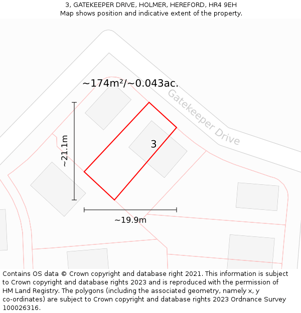 3, GATEKEEPER DRIVE, HOLMER, HEREFORD, HR4 9EH: Plot and title map