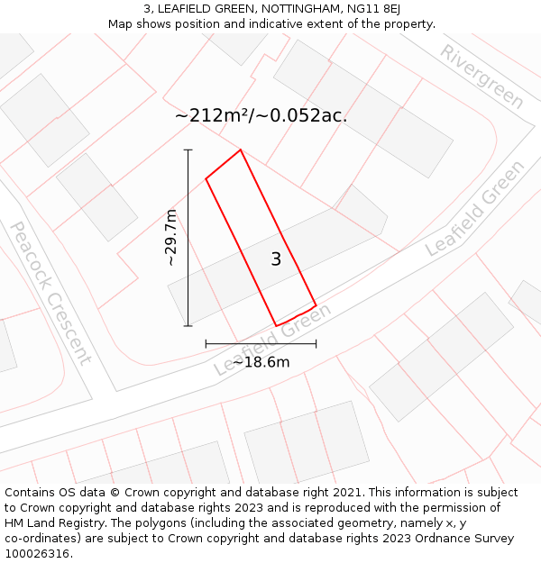 3, LEAFIELD GREEN, NOTTINGHAM, NG11 8EJ: Plot and title map