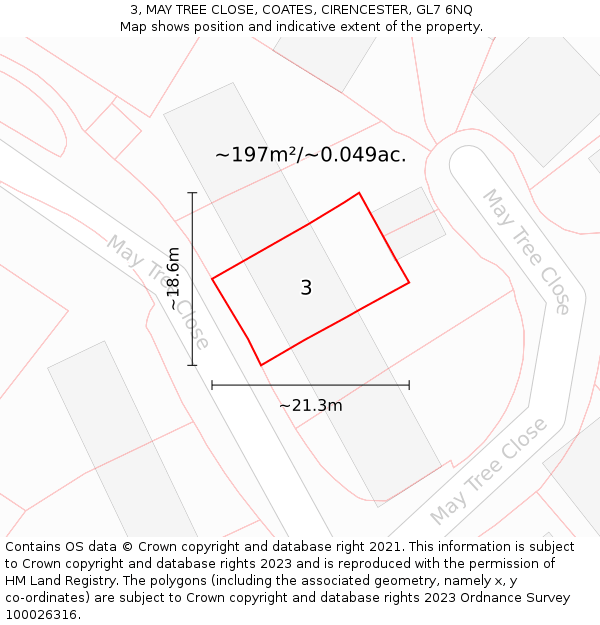 3, MAY TREE CLOSE, COATES, CIRENCESTER, GL7 6NQ: Plot and title map
