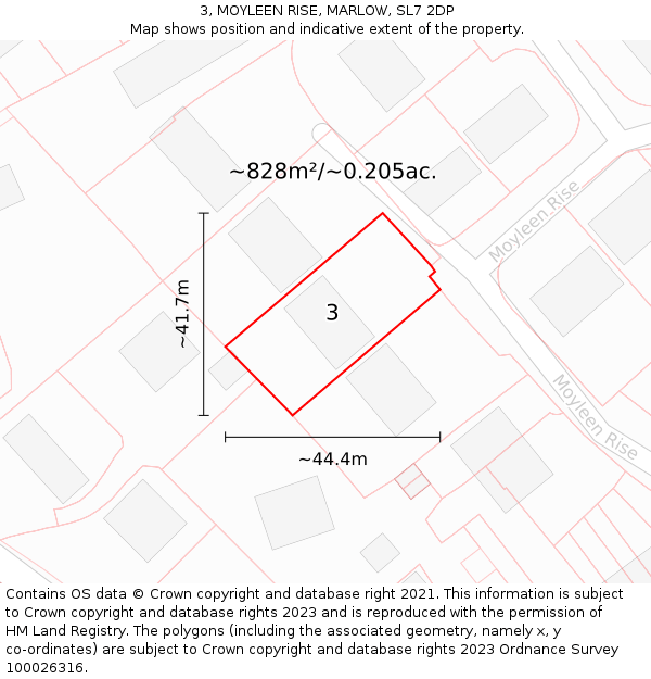 3, MOYLEEN RISE, MARLOW, SL7 2DP: Plot and title map