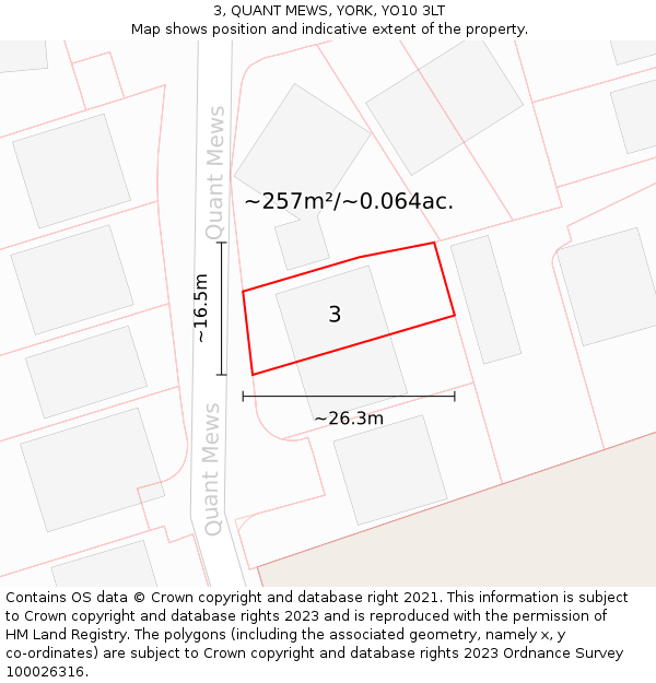 3, QUANT MEWS, YORK, YO10 3LT: Plot and title map