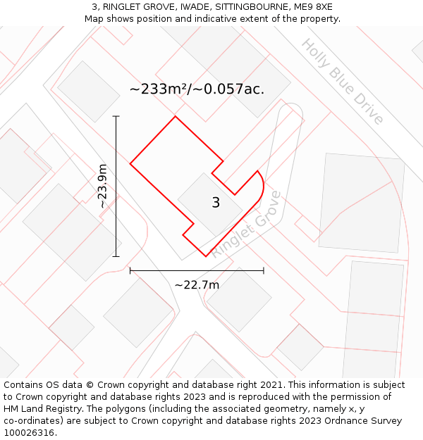 3, RINGLET GROVE, IWADE, SITTINGBOURNE, ME9 8XE: Plot and title map