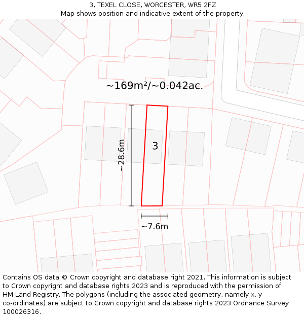 3, TEXEL CLOSE, WORCESTER, WR5 2FZ: Plot and title map