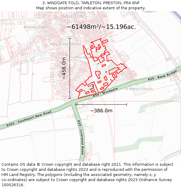 3, WINDGATE FOLD, TARLETON, PRESTON, PR4 6NF: Plot and title map