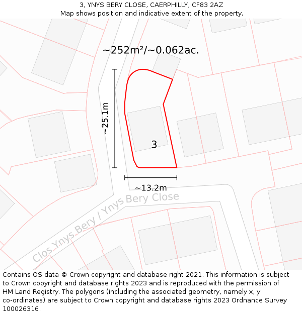3, YNYS BERY CLOSE, CAERPHILLY, CF83 2AZ: Plot and title map