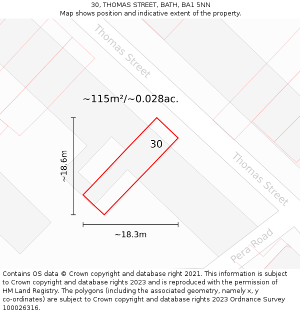 30, THOMAS STREET, BATH, BA1 5NN: Plot and title map