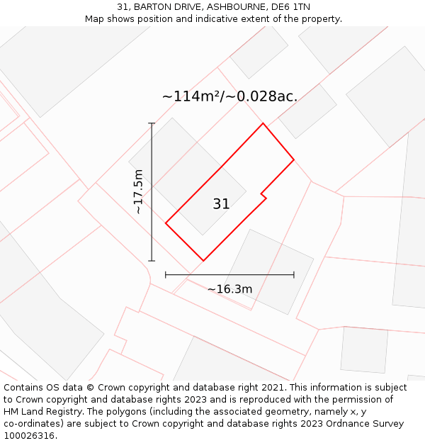 31, BARTON DRIVE, ASHBOURNE, DE6 1TN: Plot and title map