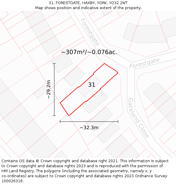 31, FORESTGATE, HAXBY, YORK, YO32 2WT: Plot and title map